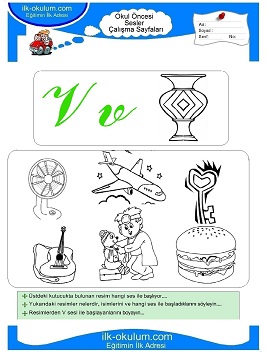 Çocuklar İçin V Sesi Çalışma Sayfaları 